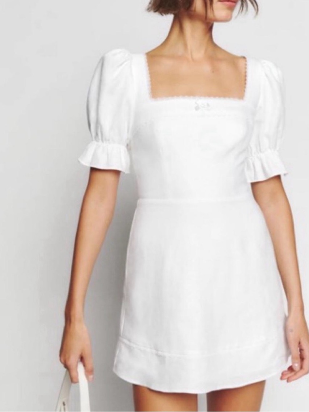 Reformation Evianna white mini dress